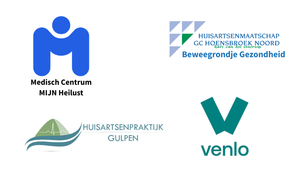 Wij zijn trots op onze partners Medisch Centrum Heilist, Beweegrondje Gezondheid van GC Hoensbroek Noord, Huisartsenpraktijk Gulpen en Gemeente Venlo.